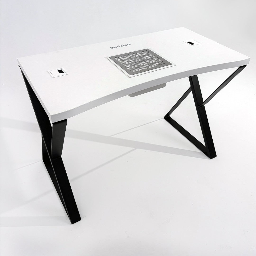 Holivica manicure desk with a cutout for a dust collector
